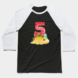 5th Birthday Cute Little Dinosaur Baseball T-Shirt